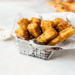 Mashed potato fries with dipping sauce