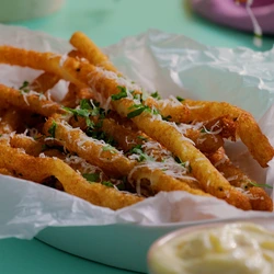 Mashed potato fries close-up